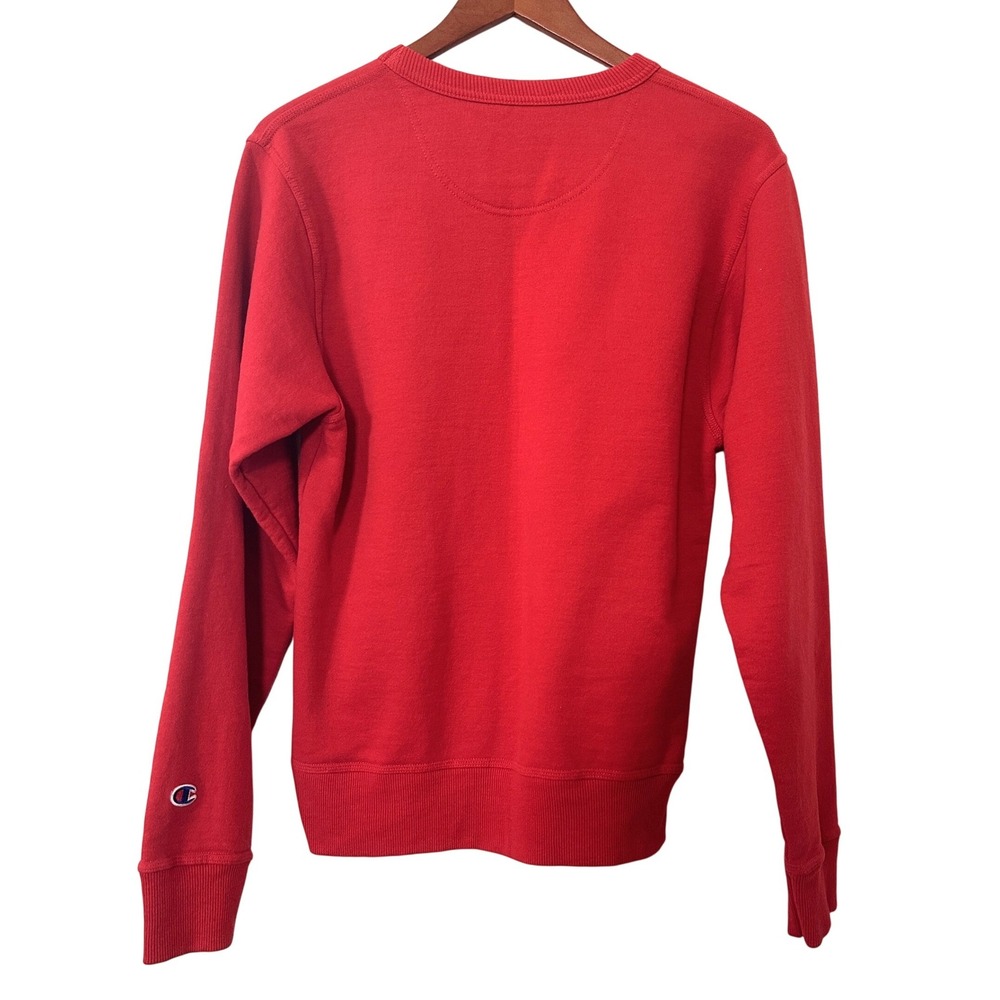 Champion Crewneck Sweatshirt Red Mens Small Embroidered Logo Pullover Fleece - Picture 2 of 7